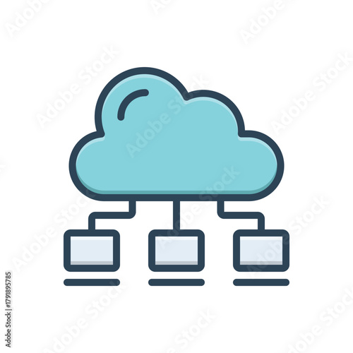 Color illustration icon for cloud computing
