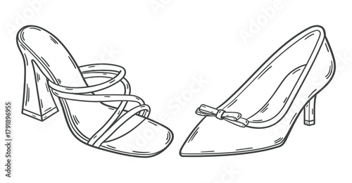 Elegant High Heel Shoe Line Art Illustration.