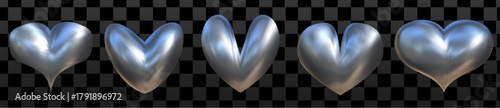 Shiny chrome heart in glossy metal style. 3D y2k vibes with soft reflections chrome glow meets metal silver in this dreamy 3D heart.