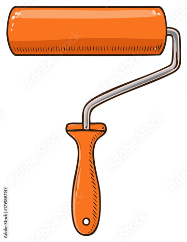 Orange Paint Roller Tool with Handle for Painting or Home Improvement Projects