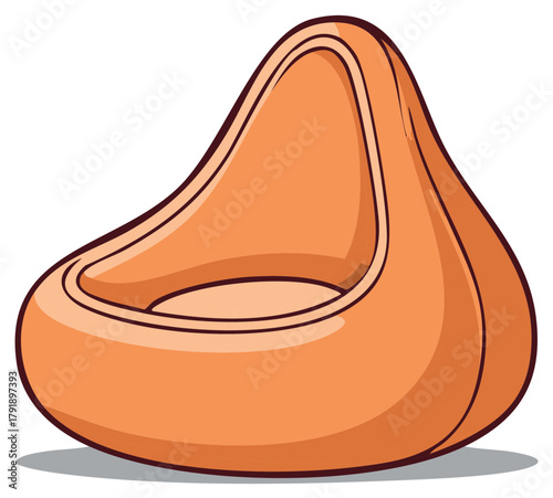 Cartoon Style Orange Beanbag Chair Illustration Modern Furniture Interior Design Home Decor Lounge Seating, Comfortable and Stylish