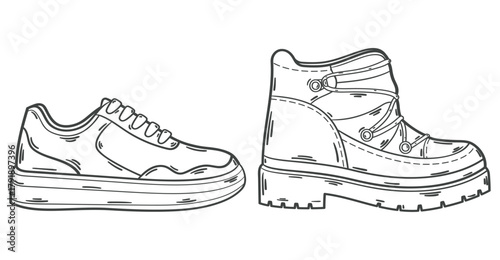 Stylish Shoe Vector Design Illustration. Hand drawn. 