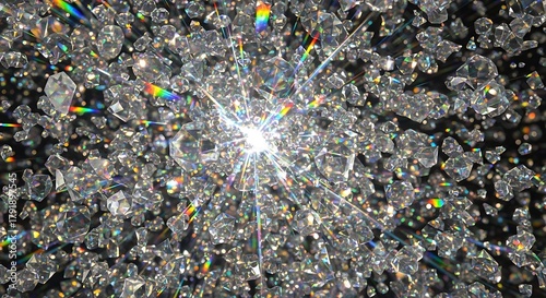 A dazzling display of sparkling diamonds with light refraction and dispersion