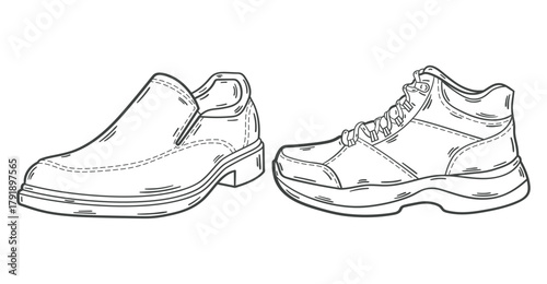 Stylish Shoe Vector Design Illustration. Hand drawn. 