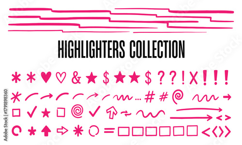 Highlighters Collection Vector Pack of Graphic Design Elements for Emphasis