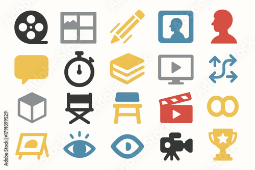 Film Production and Media Icons Set