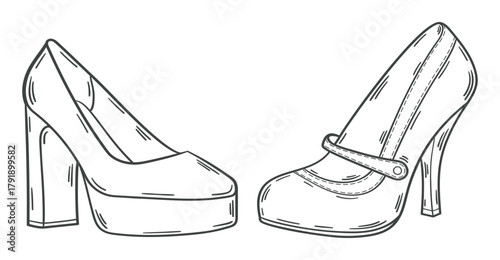 Stylish Shoe Vector Design Illustration. Hand drawn. 