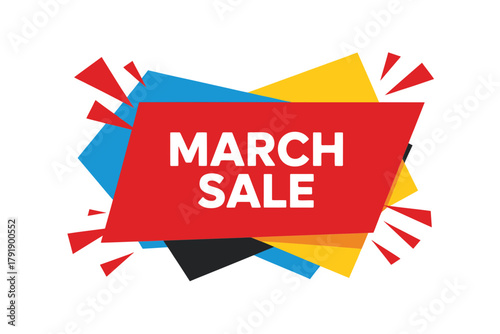 Vibrant march sale announcement with explosive design elements