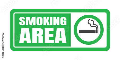 Smoking area sign with symbol and text