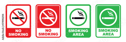 No smoking and smoking area signs