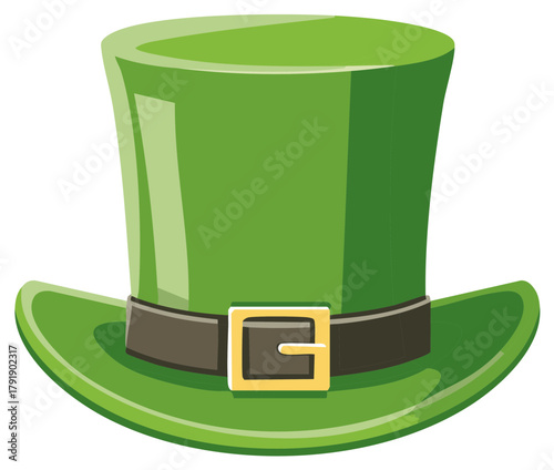 Vibrant Green Top Hat with Gold Buckle Symbolizing St Patricks Day and Irish Celebration