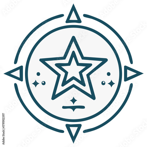 Compass with Star Icon Design Navigational Symbol Minimalist Linear Illustration Directional Travel Guide Iconography