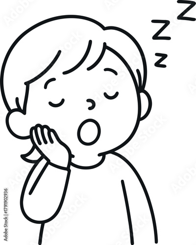 Tired child yawning with sleep zzzs above head