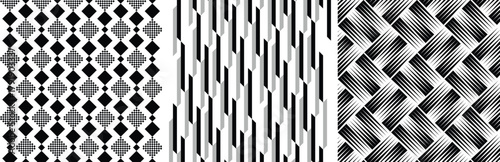 Black and White Pattern Texture Set Diamond, Bold lines and Halftone