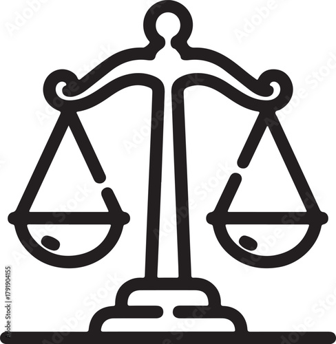 Balance scale vector icon representing justice equality and fairness in legal ethical and measurement contexts