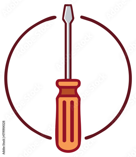 Slotted Screwdriver Hand Tool Icon Vector Illustration for Repair and Maintenance