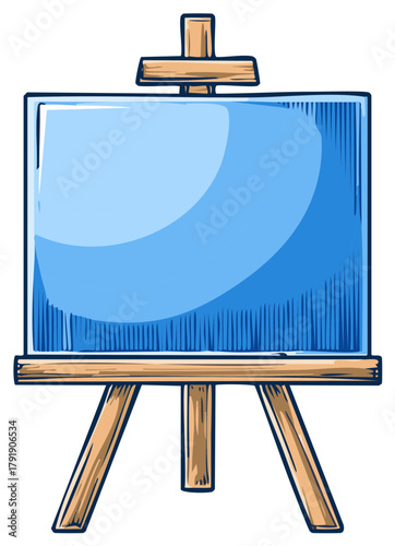 Artistic Easel with Blue Canvas Display