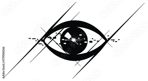 Stylized eye with digital elements, representing vision and technology