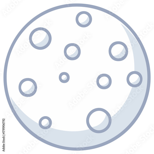 Isolated cartoon moon with craters astronomy round celestial object illustration