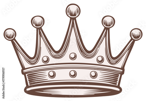 Vintage style illustration of a royal crown in an engraving or etching technique