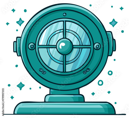 Vintage Teal Lighthouse Lamp With Sparkles and Nautical Theme Accents