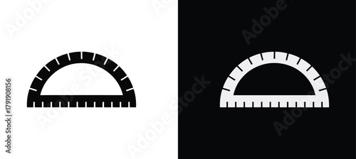 Minimalist Protractor Icon Vector Flat Design Illustration
