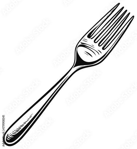 Elegant Silver Fork Illustration for Dining, Cooking, and Restaurant Design