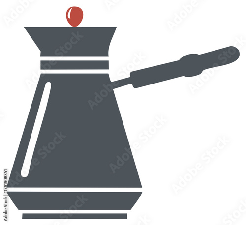 Stylized illustration of a traditional coffee pot, flat design for graphic use