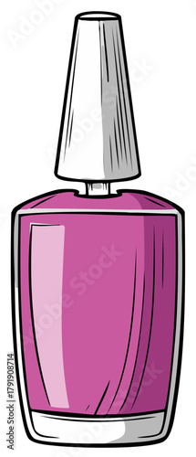 Magenta nail polish bottle with brush, elegant cosmetic product for nail care and beauty routine