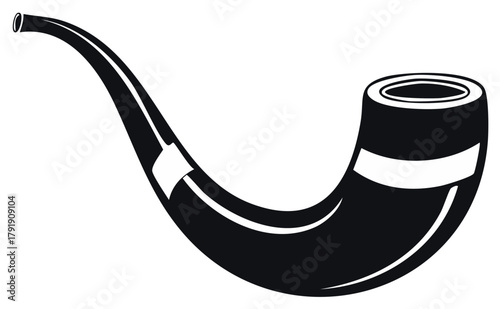 Silhouette illustration of a vintage smoking pipe isolated against a white background