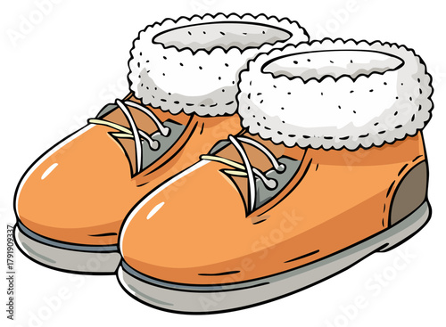 Warm Fur Lined Orange Winter Boots with Laces