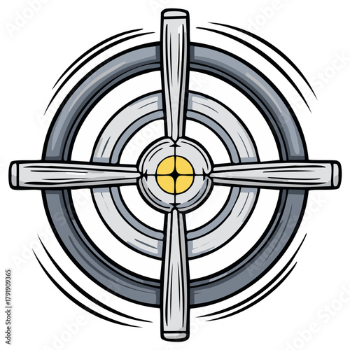 Stylized metal target with central yellow crosshair symbol for accuracy and precision