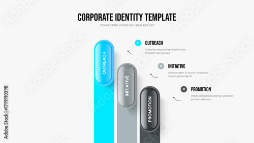 Digital Plan 3 Option Diagram Presentation Template. Investor Portfolio Slideshow Layout Vector Illustration. Enterprise Report Three Element Infographic Frame Design.