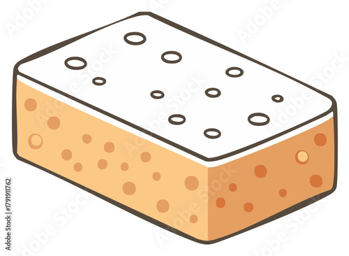 Stylized Sponge Illustration for Cleaning Purposes, Cartoon Style Design Element