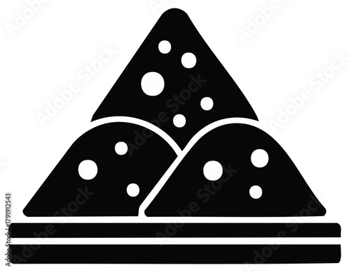 Minimalist icon illustration of cheesy nachos served on a plate in a graphic art style