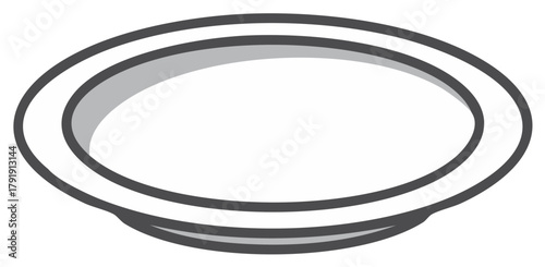Illustration of a simple oval-shaped plate with a light gray interior and dark gray outlines
