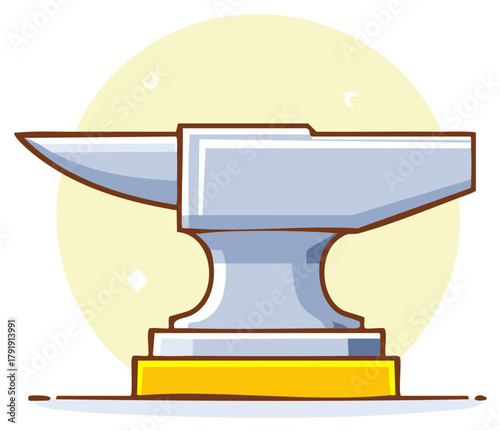 Cartoon illustration of a blacksmith anvil with decorative elements