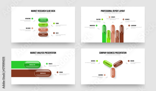Digital Launch 4 5 2 3 Element Infographic Frame Layout Set. Consulting Visualization Four Five Two Three Step Diagram Slideshow Template Vector Illustration Collection.
