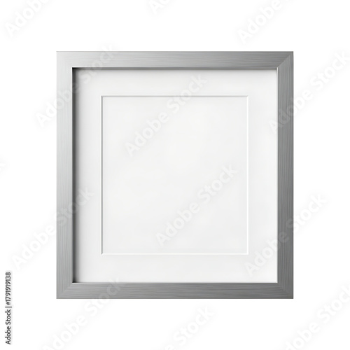 A simple modern square picture frame with a white matting border for artwork or photographs isolated on transparent background