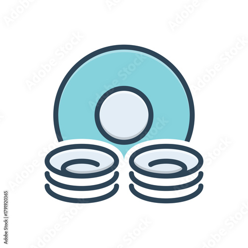 Color illustration icon for food plate