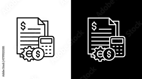 Cost Control White Icon Set Design
