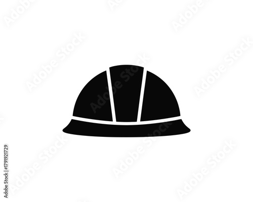 Black silhouette of a hard hat on a white background