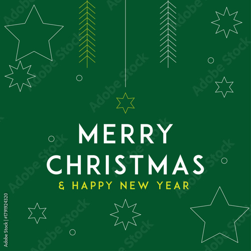 Merry Christmas and Happy New Year Greeting Card Design