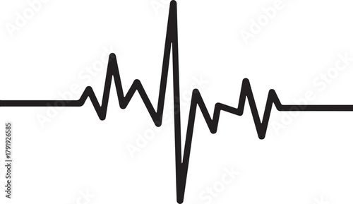 Heartbeat pulse line vector graphic on a solid black background representing health and medical data