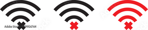 Wifi and wireless problem icon or no wifi icon set. wifi signal with a prohibition symbol. representing no internet connection. wireless problem icon or no wifi icon set