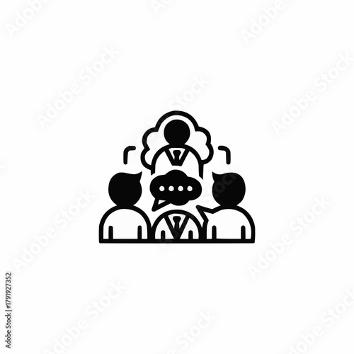 Group of people engaged in a discussion or meeting.