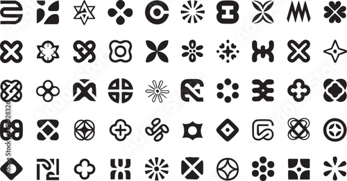 Modern Corporate Identity Emblems Pack | Black and White Symmetric Shapes