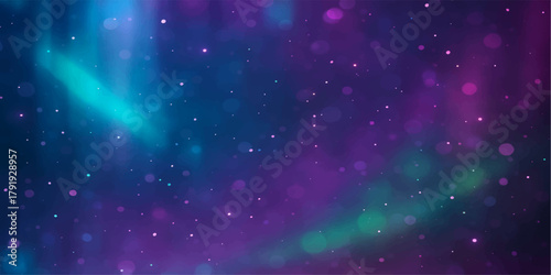 Abstract dark blue space background with glowing stars, nebula, and cosmic light