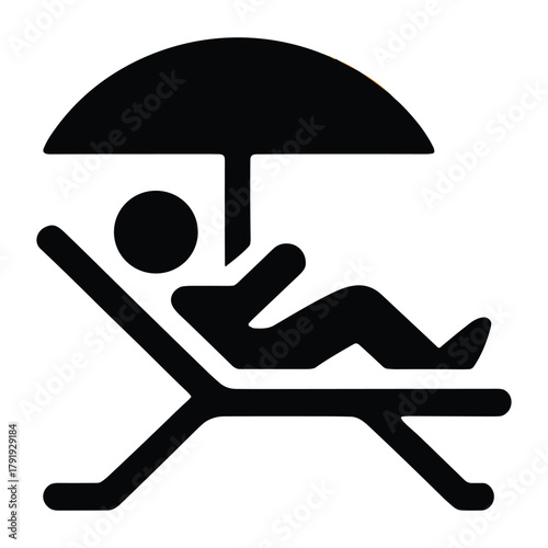 Person relaxing on beach chair under umbrella vector illustration
