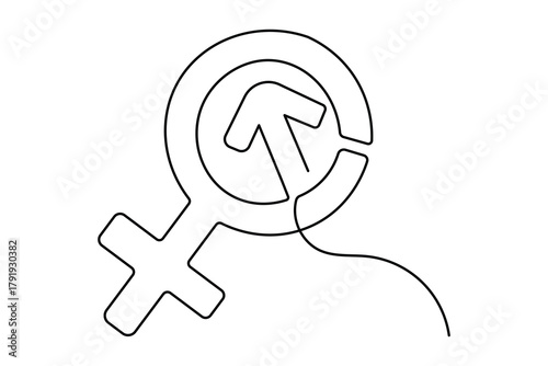 Female gender symbol minimalist continuous one line art simple outline